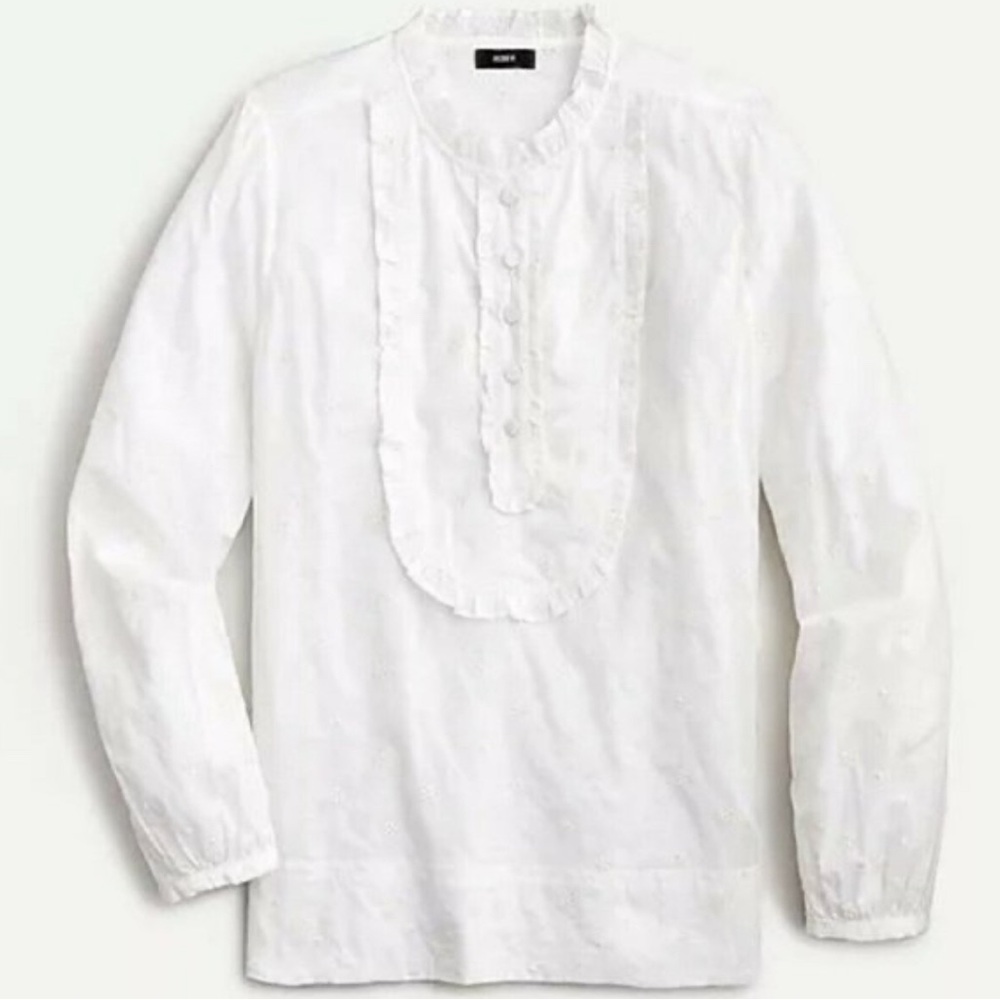 J. Crew Long-sleeve ruffle shirt in floral eyelet